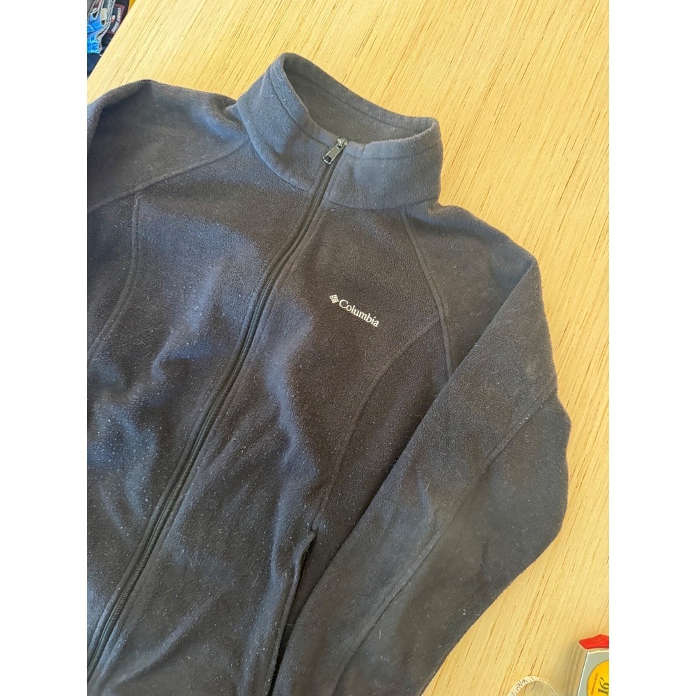Columbia Womens 1X Black Full Zip Fleece Jacket Mock Neck Benton‎ Springs 24